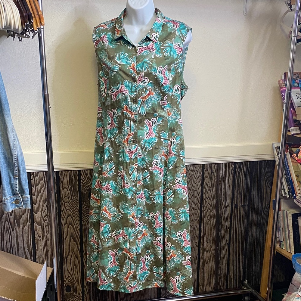 NIC+ZOE Olive Floral Sleeveless Midi Dress
